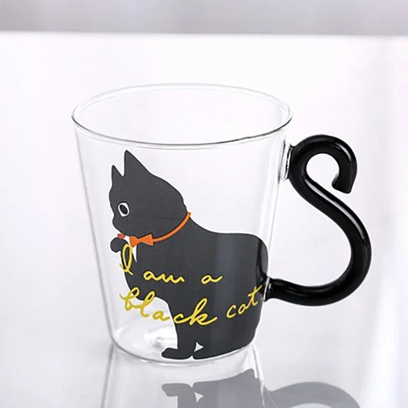 3D Cat Tail Coffee Mug 250ml High Borosilicate Heat-resistant Water Cup Household s