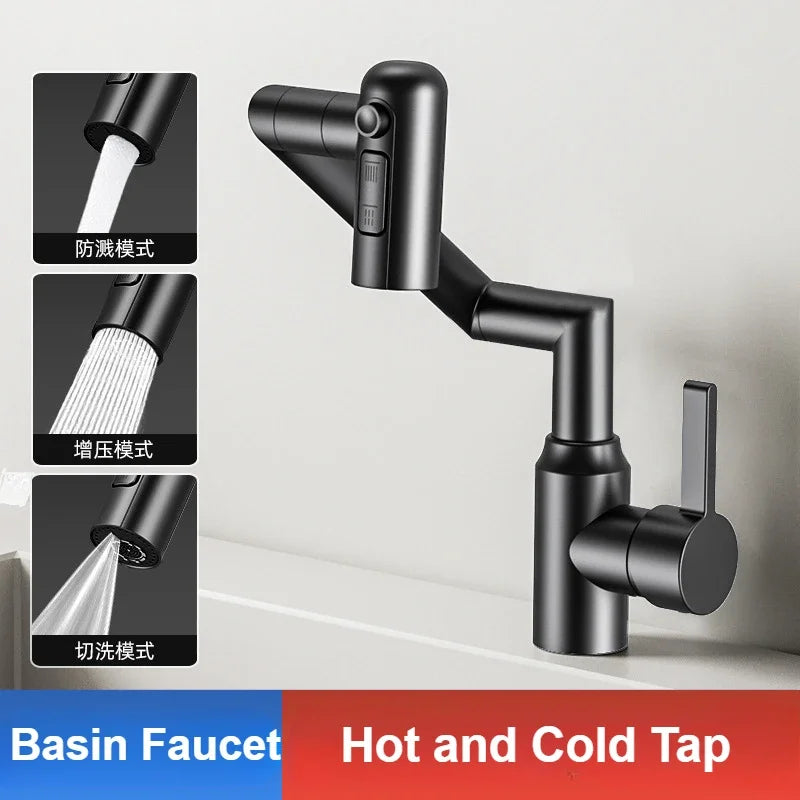 Universal Rotation Kitchen Faucet Bathroom Faucets Multifunctional Washbasin Mechanical Arm Digital Display Hot and Cold Tap