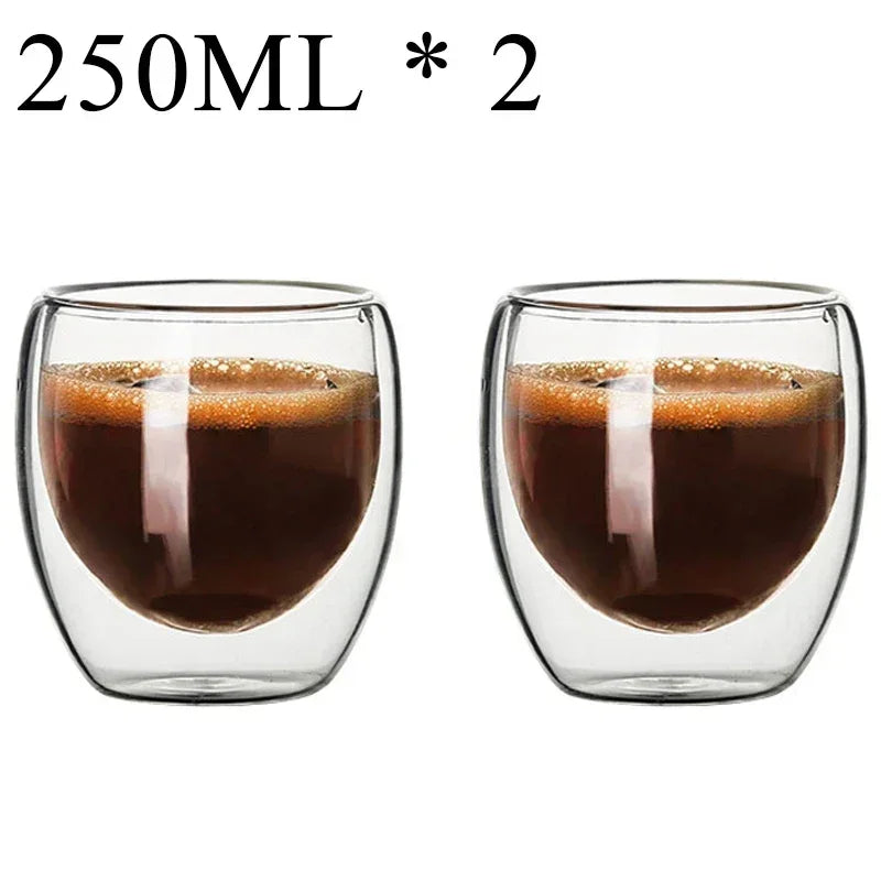 2-18PCS Double Wall High Borosilicate Glass Mug Heat Resistant Tea Milk Juice Coffee