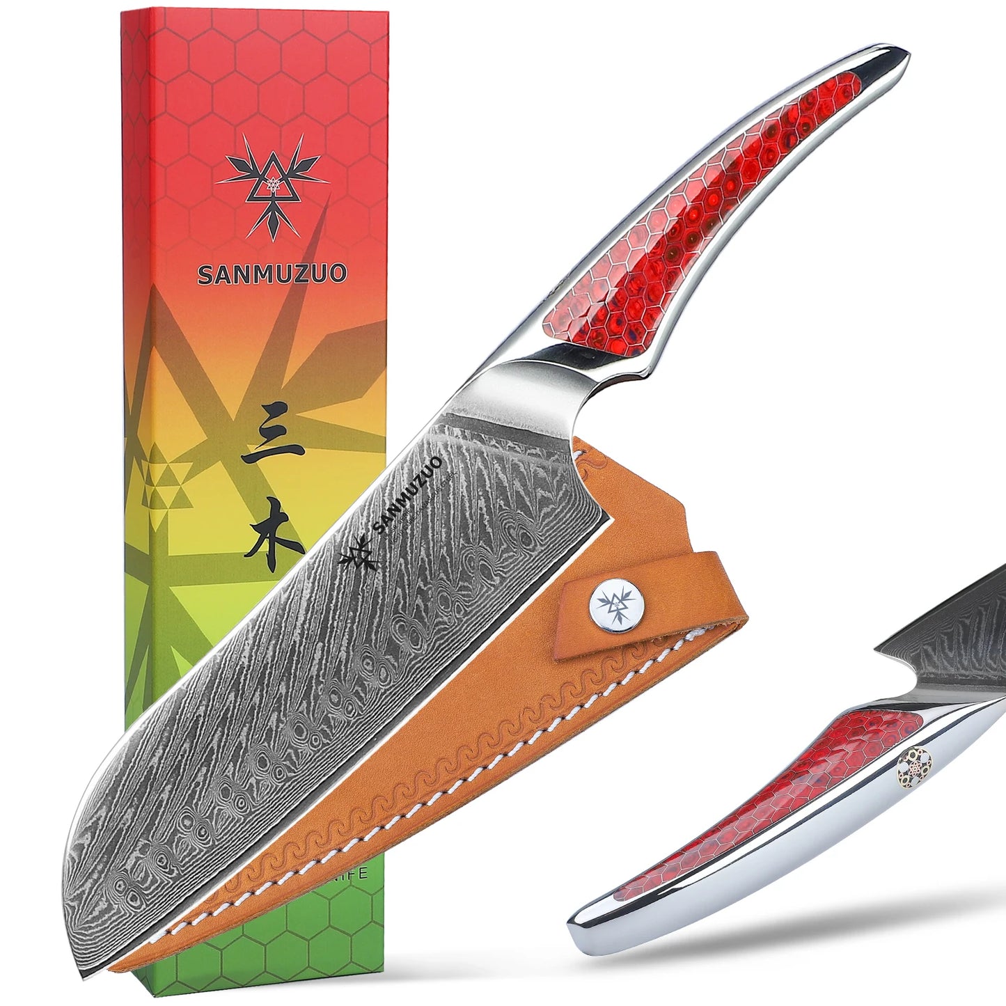 SANMUZUO 7 inch Santoku Knife -Damascus Steel Kitchen Knife,