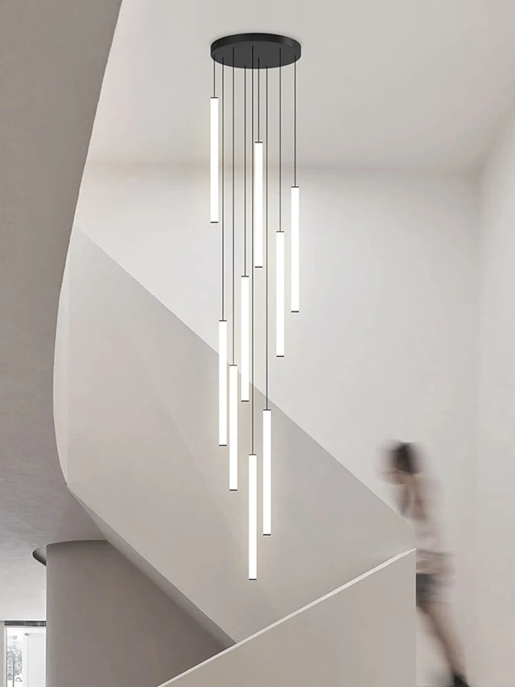 Minimalist Chandelier LED Stair Strip Lamp Duplex Building Interior Lighting Lamps Modern Dining Table Living Room Pendant light