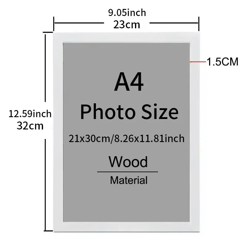 9”x11” frame Black White Wooden showcase Photo Frame 21x30cm A4 Poster Canvas Painting Display Stand Picture Wall Decor Frames