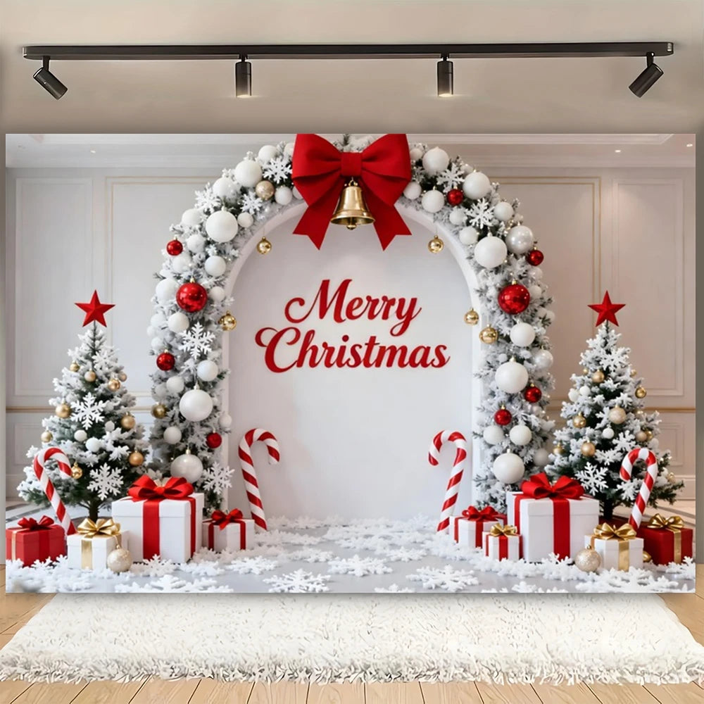 Merry Christmas Decorative Background Arched Xmas Tree Winter 2025 Christmas Indoor Photography Backdrop Photo Studio Props