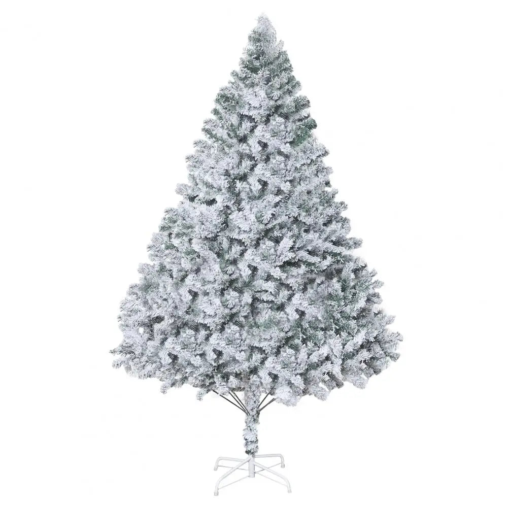6.9ft White Flocked Artificial Christmas Tree, Snow Christmas Holiday Pencil Tree, Winter Party Decoration with Realistic Branch