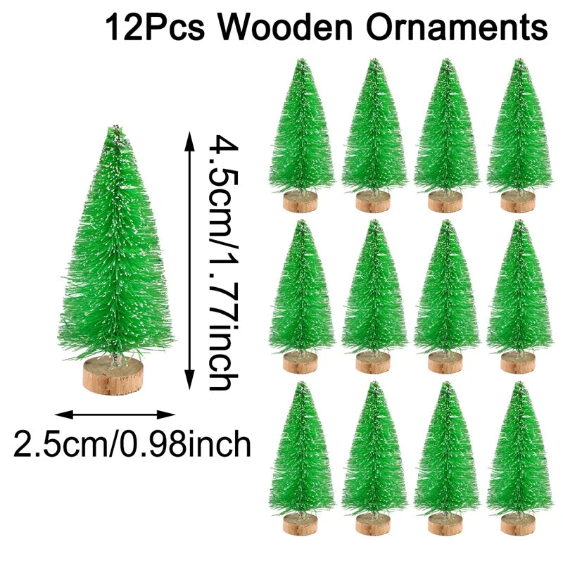 8/12pcs Mini Wooden Christmas Trees Artificial Christmas Tree for Xmas Tabletop Ornaments Christmas Decorations 2025 Navidad