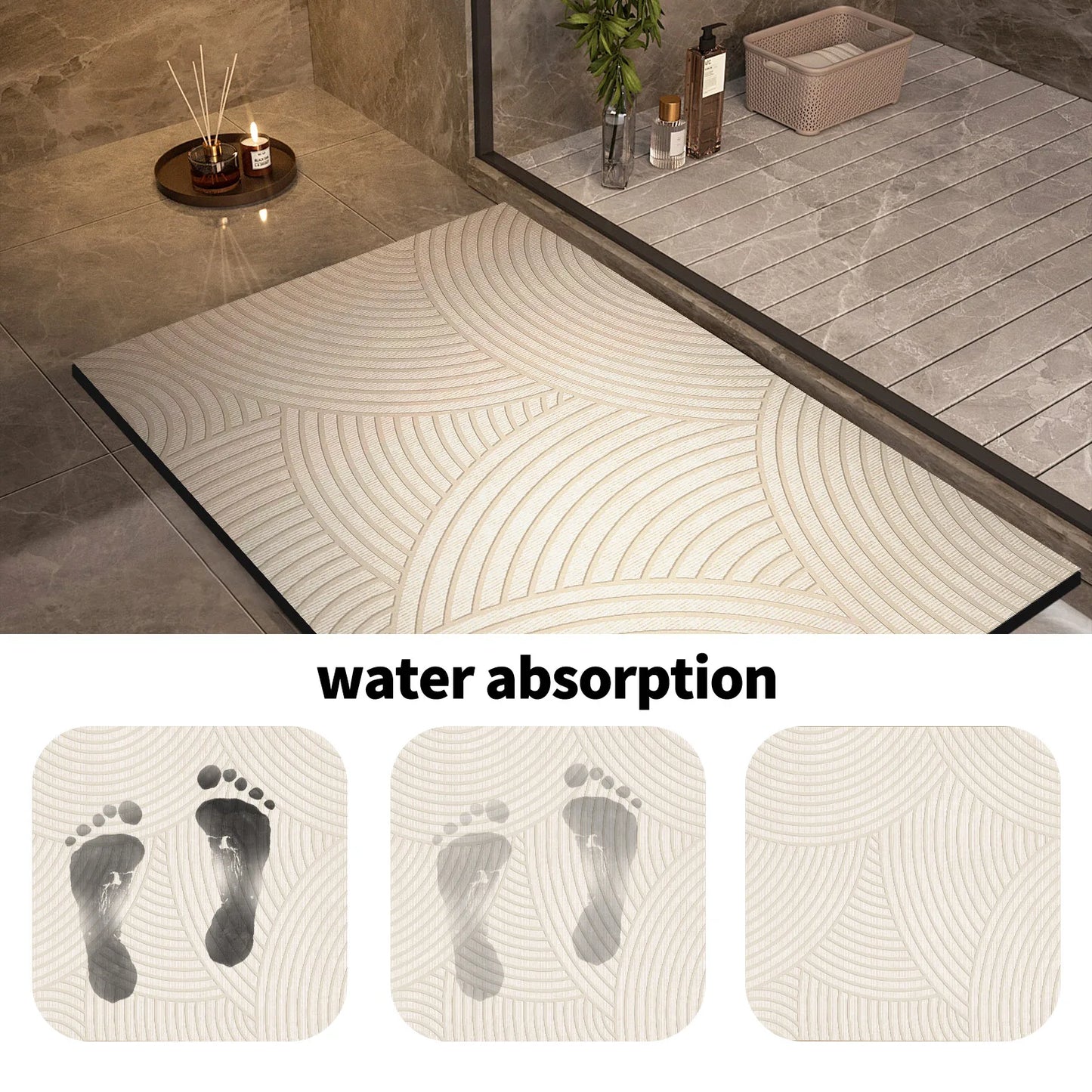 Super Absorbent Bath Mats Bathroom Anti Slip Shower Foot Mat Quick Dry Bathtube Carpet Toilet Rug Doormat Washable