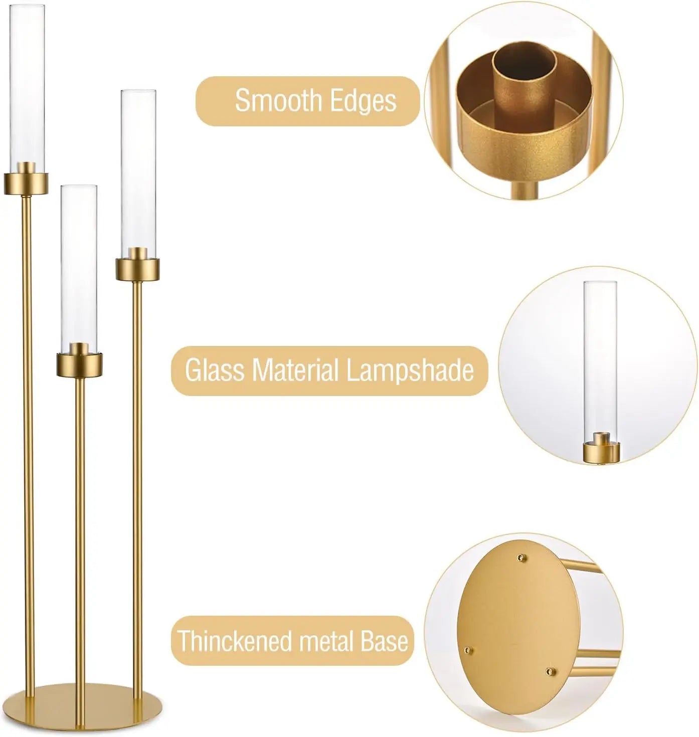 2/4/6/8/10pcs Gold Candelabra 3 Arm Candle Holders Centerpiece for Table Centerpiece Party Decorative Candlestick Holder